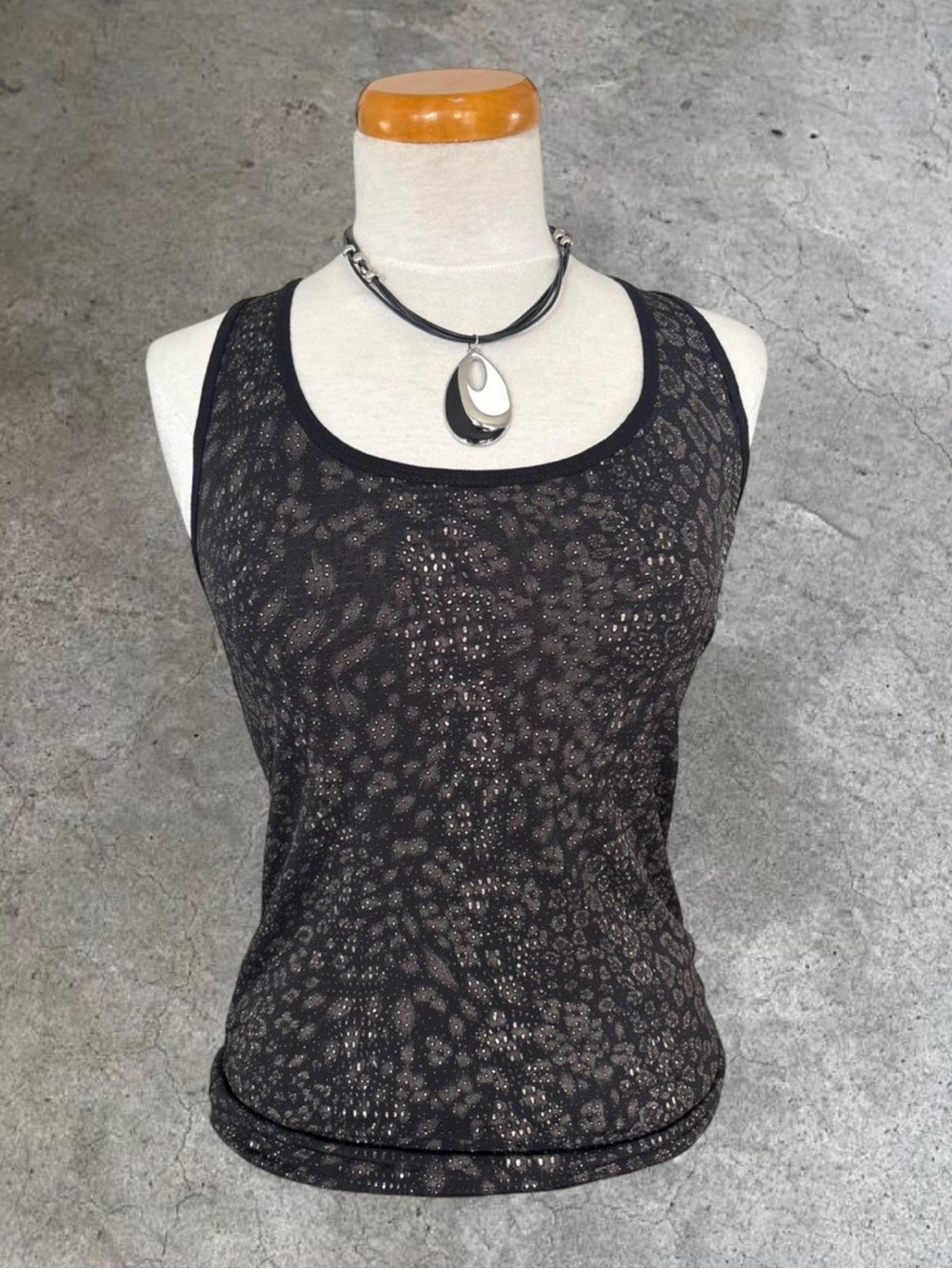 BKE Black Leopard-Print Tank Top
